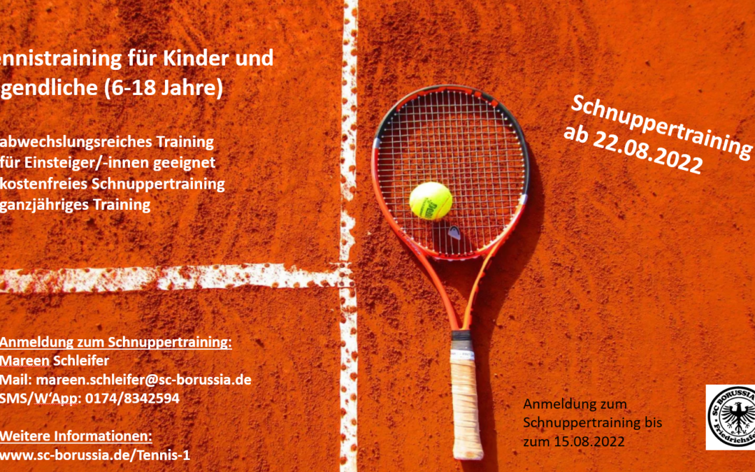 Tennistraining für Kids in der Ferienpause: Start ab 22.08.