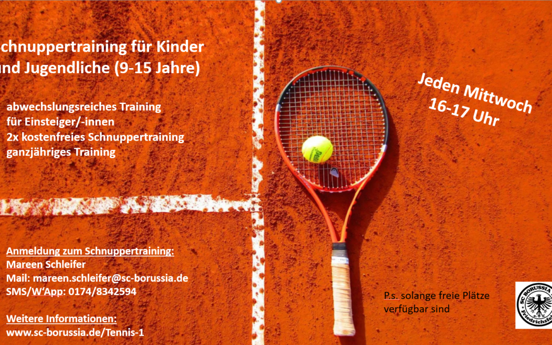 Schnuppertraining Tennis immer mittwochs